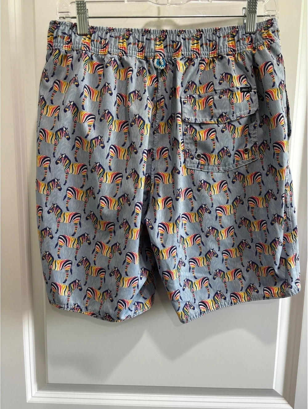 johnnie-O Lorne Men's Gulf Blue Rainbow Zebra Swim Trunks Board Shorts small